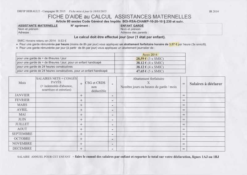 Campanilla Viajero Radar Feuille de Calcul pour vos impôts 2014-2015 - Les forums de Casamape -  Casamape